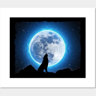 Wolf Howling At The Moon Posters and Art